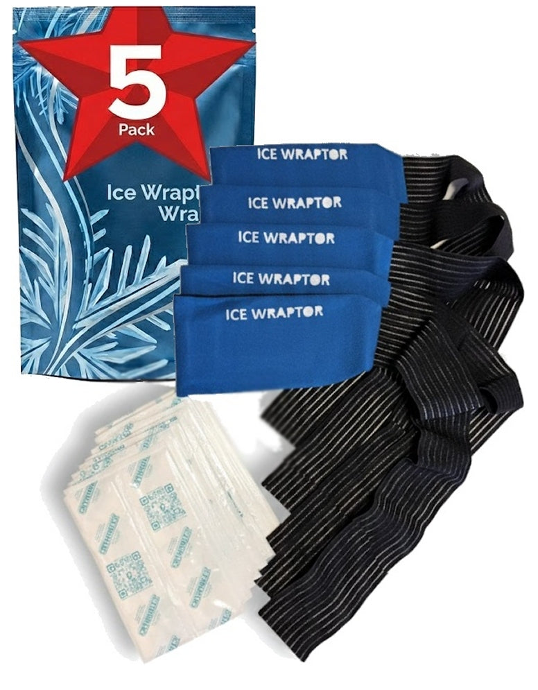 Reusable Cold Ice Pack for Injuries (3-Piece Set), ICE WRAPTOR Wrap with CRYOSHEET inserts- Adjustable & Flexible for Knees, Back, Shoulder, Arm, Leg