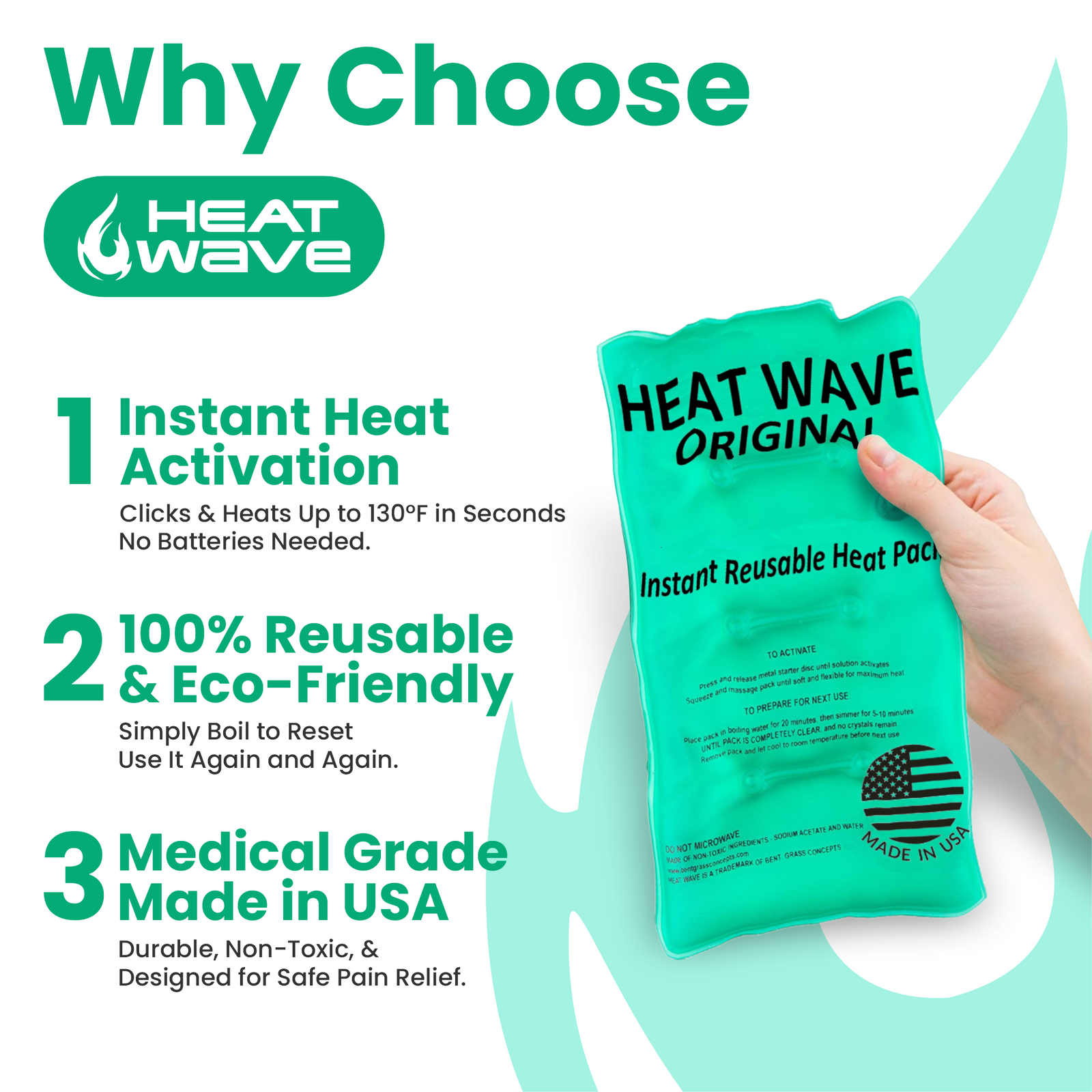 Heat Wave Large Heat Pack 8"x12" Instant and Reusable