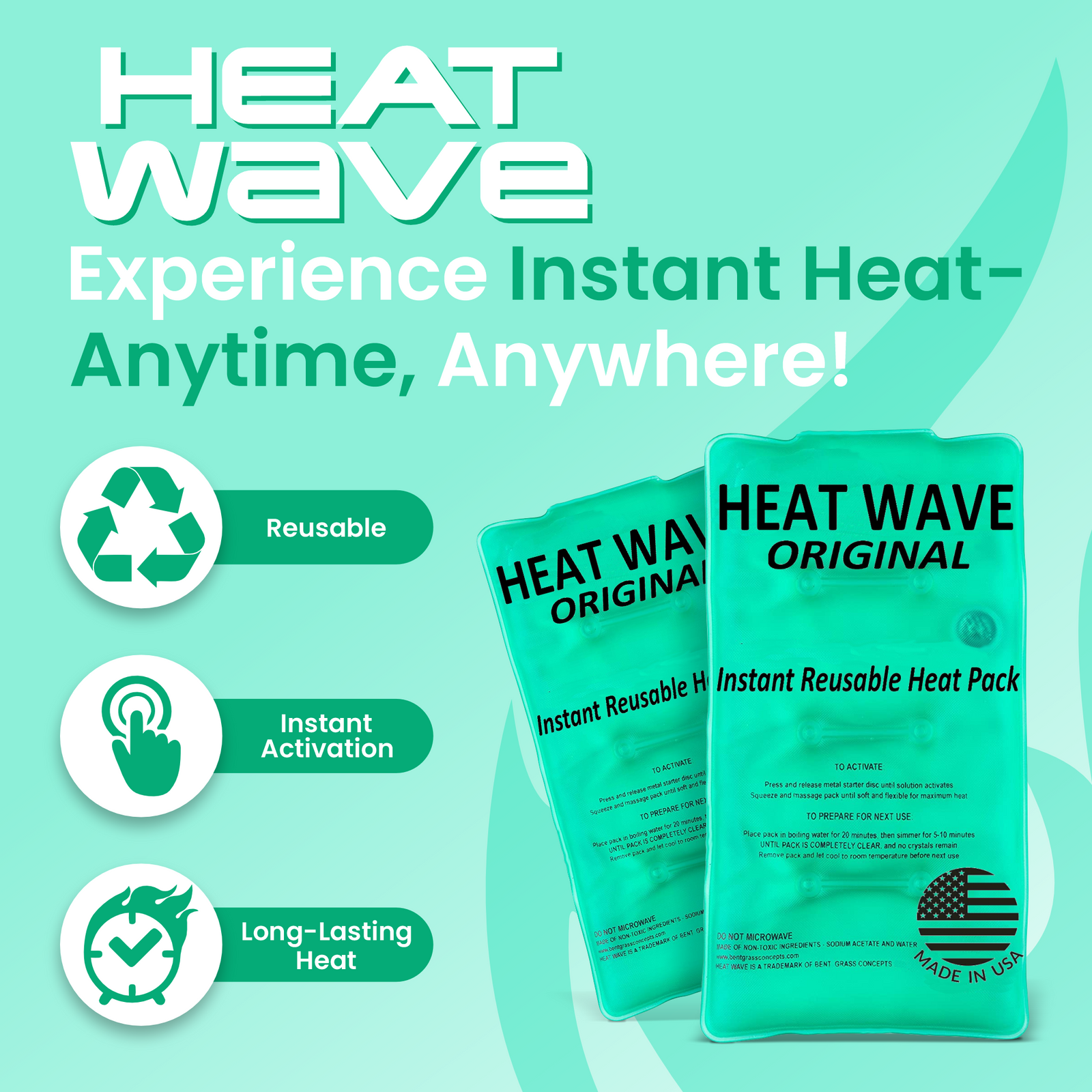Heat Wave Large Heat Pack 8"x12" Instant and Reusable